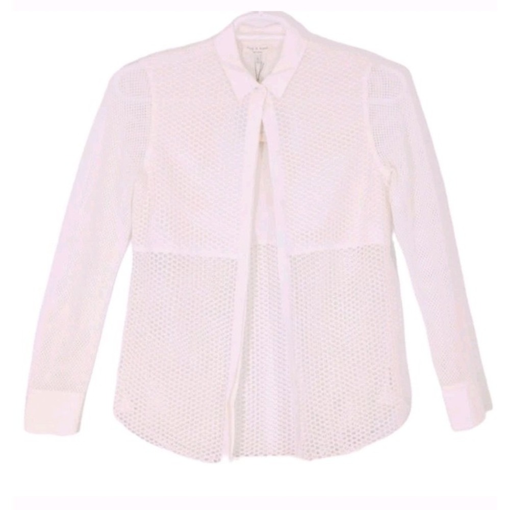 Rag & Bone Luna Mesh Silk Blend Button Front Shirt Edgy